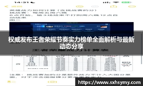 权威发布王者荣耀节奏实力榜单全面解析与最新动态分享